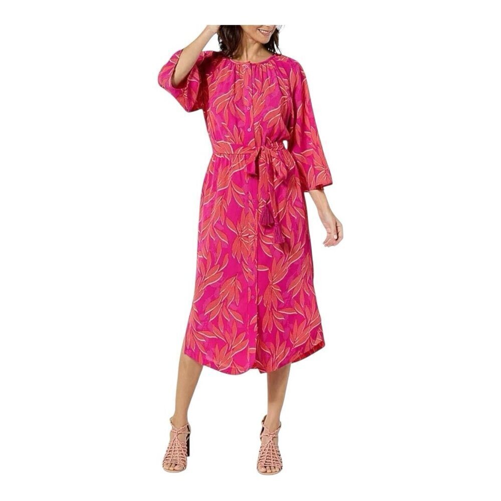 G by Giuliana Printed Crepe Button-Up Duster Shirtdress Size XS Crushed Berry